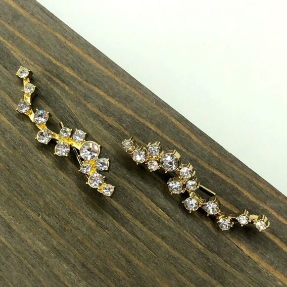 Baubkebar rhinestone ear crawlers in a gold tone setting - Picture 2 of 4